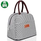 BALORAY Lunch Bag Tote Bag Lunch Organizer Lunch Holder Lunch Container (Brown White Stripes)