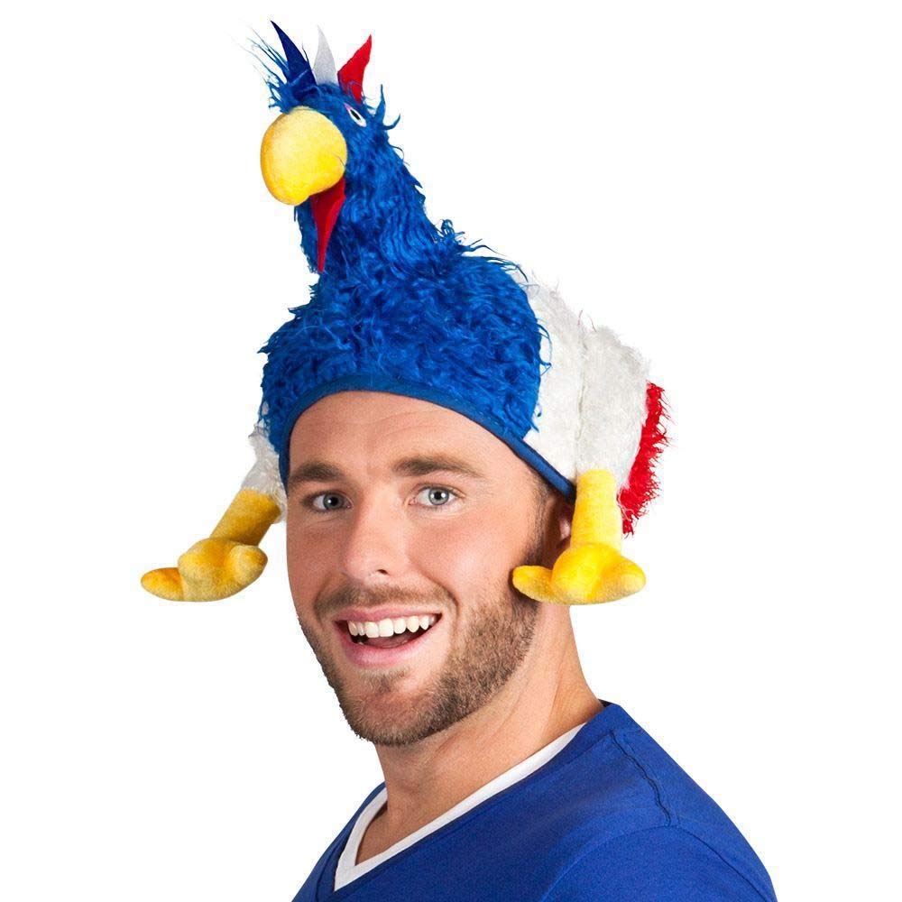 Boland Tricolour Hen Hat for Adults – Blue White Red Novelty Chicken Fan Hat for France Supporters, Fancy Dress, World Cup, European Championship, Public Viewing & Themed Parties