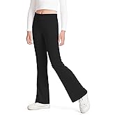 BOOPH Girls Leggings Kids Flare Leggings Fold Over Waistband Casual Bell Bottom Pants for Teens