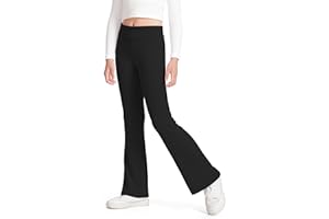 BOOPH Girls Leggings Kids Flare Leggings Fold Over Waistband Casual Bell Bottom Pants for Teens