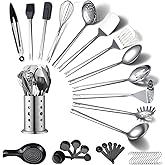 ReaNea Stainless Steel Kitchen Utensils Set 40 Pieces, Cooking Utensil Set with Utensils Holder, Kitchen Gadgets Kitchen Esse