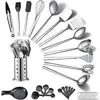ReaNea Stainless Steel Kitchen Utensils Set 40 Pieces, Cooking Utensil Set with Utensils Holder, Kitchen Gadgets Kitchen Esse