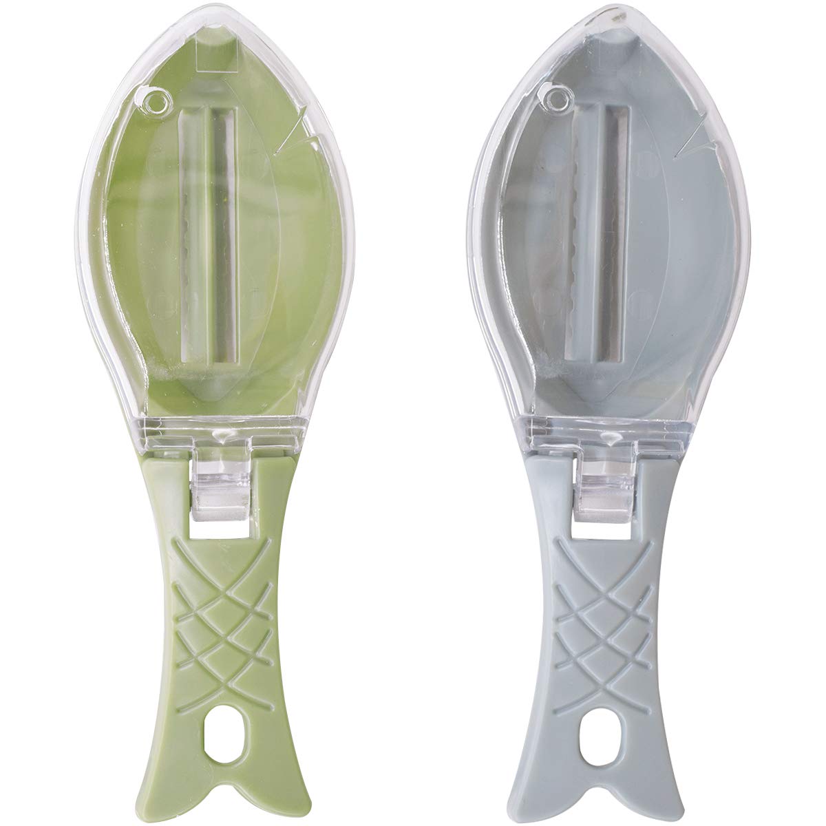 Fish Clean Scales - Fish Scale Scraper Remover Plastic Fish Scales Skin Cleaner Handle Skin Peeler with Clear Cover Kitchen Tools Gadgets Acceassories
