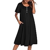 Ekouaer Nightgowns for Women Short Sleeve House Dress with Pockets Floral Print Mumu Dress