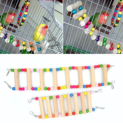 image for Hatisan Pet Bird Parrot Toy, Wooden Ladder Bridge Swings Hanging Ladde