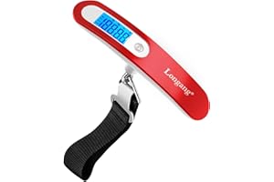 Longang 110 Lbs Digital Hanging Luggage Scale with Backlit for Travel, Rubber Paint Handle and Battery Included