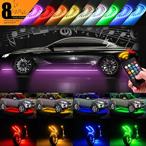 Car Underglow Kit Lighting LED Jestar 4Pcs RGB Under Car Underbody Neon