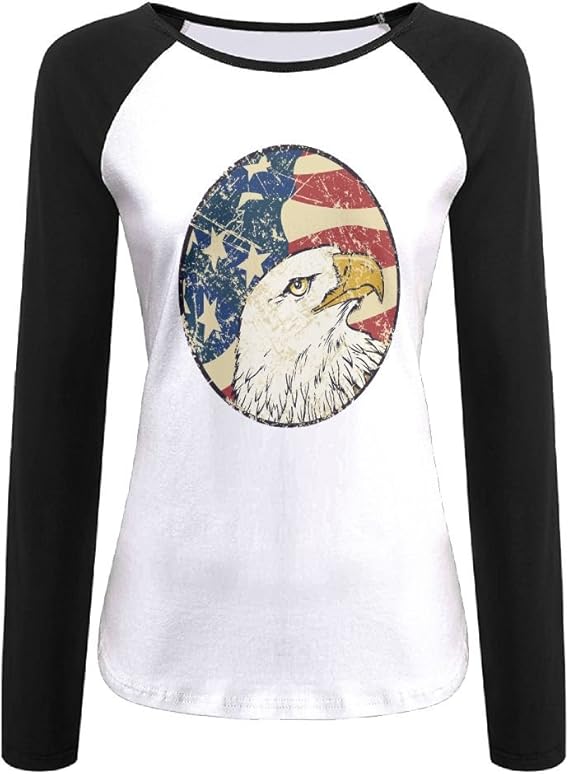 Amazon.com: American Eagle Women's Long Sleeve Casual T Shirts Print T-Shirts Round-Neck Blouse 