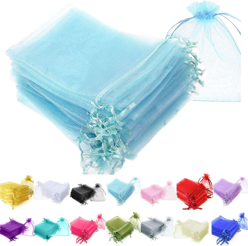 Time to SparkleTime to Sparkle 25 Pieces Pouches Organza Gift Bags Oragnza Wedding Favour Bags Jewellery Packing (Baby Blue, 10x15cm)