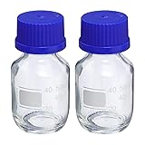 PATIKIL 50mL Reagent Media Bottle, 2Pcs Round