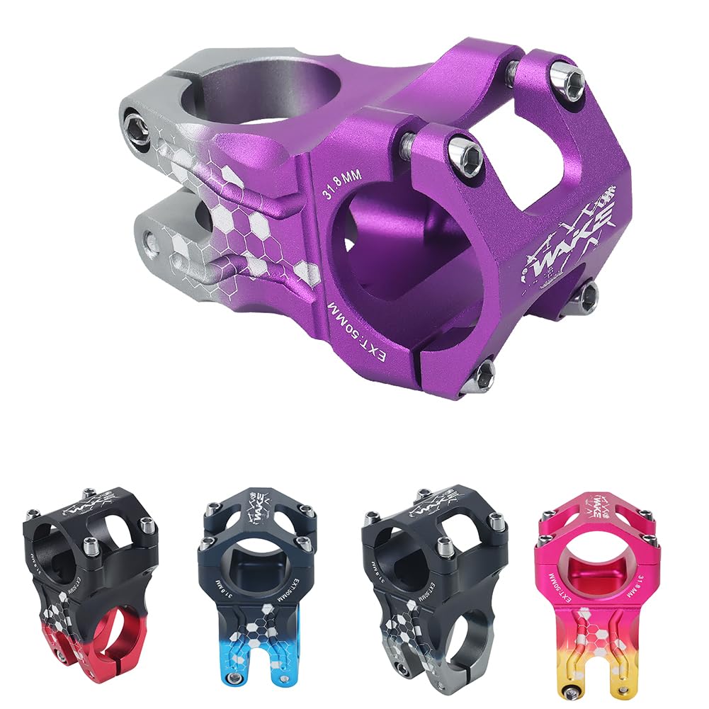 BESNIN Bike Stem 0 Degree 35mm/50mm Short MTB Stem, CNC Machined Aluminium Alloy, 31.8mm Handlebar Clamp for Mountain Bike, Gravel, Enduro, DH, XC & E-Bike (Two-tone Purple/Gray, 31.8x50mm)