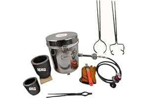 LSMIITTH 16 KG Gas Metal Melting Furnace Foundry Pouring and Lifting Tongs Casting Tools 2 Crucibles Copper