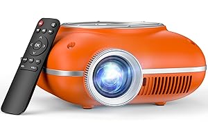 HOMPOW Mini Projector with Two -Way Bluetooth, Portable Projector for Home Theater Use, Support 1080P for Outdoor Projector/Movie Projector Compatible with HDMI, USB, Laptop, TV Stick (Orange)