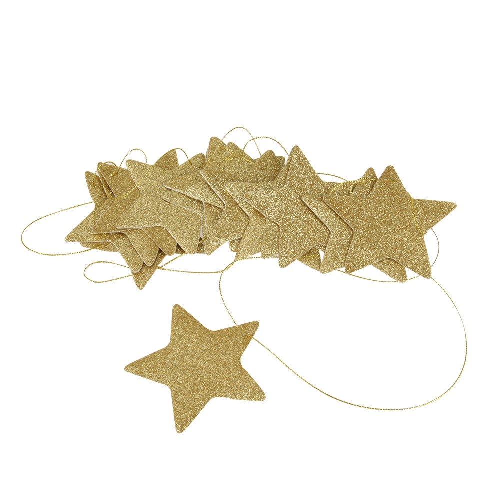Star Garland, Star String Paper Garland Hanging Stars Decoration for Wedding, Holiday, Party, Birthday, Children's Rooms, Mosquito Nets, Wall, Window.(Gold)