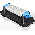 Diamond Sharpening Stone,3 Side 400/1000/6000 Grit Premium Industrial Diamond & Ceramic Whetstone Knife Sharpener Stone With Edge Grip holder and Non-slip Base