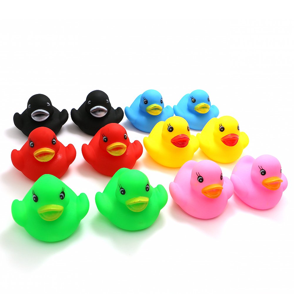NOVELTY PLACE Float Rubber Duck Ducky Baby Bath Toy for Kids Assorted Colors (12 Pcs)