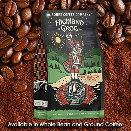 Bones Coffee Company Highland Grog Flavored Ground Coffee Beans