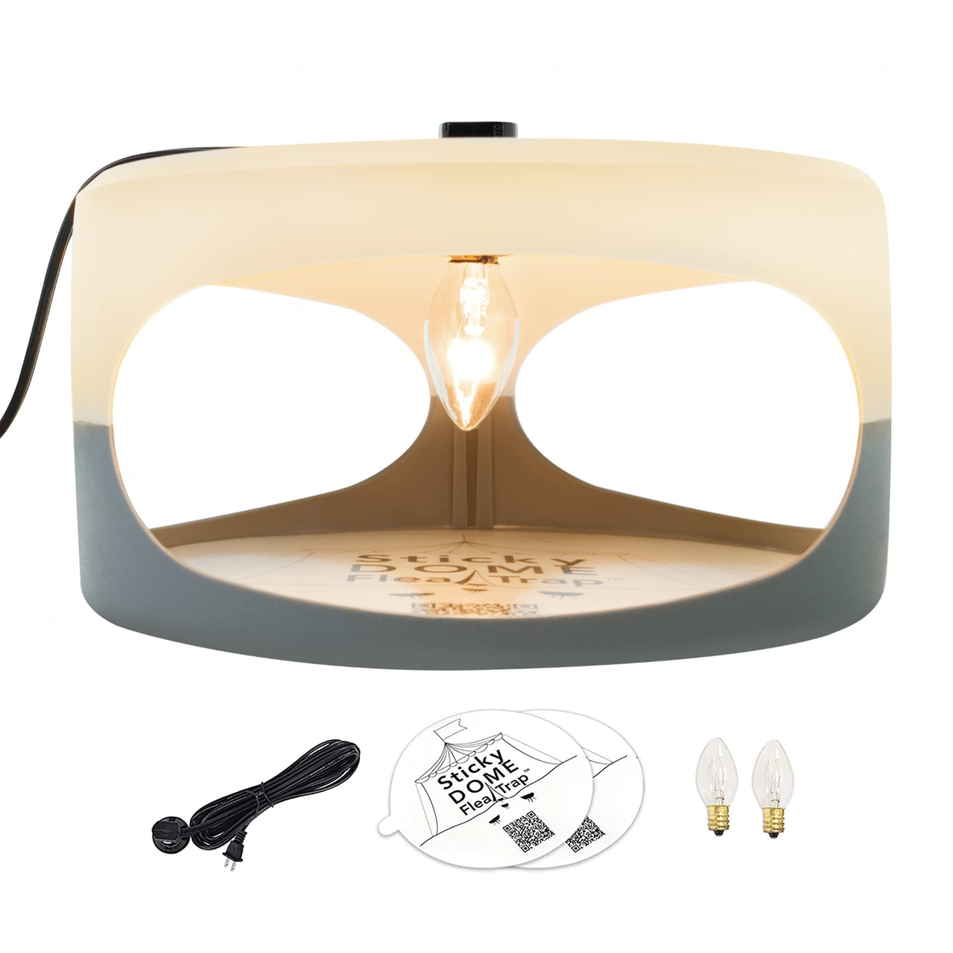 ASPECTEK Trapest Sticky Dome™ Flea Bed Bug Trap with 2 Glue Discs. Odorless Non-Poisonous and Natural Flea Killer Trap Pad, Pets, Children and Family Friendly, 220V Light