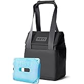 YETI Daytrip 14L Insulated Soft Cooler Tote Bag, Charcoal with 4 lb ICE Block Refreezable Reusable Cooler Ice Pack