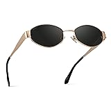 WearMe Pro Small Oval Sunglasses for Women, Gold