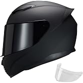 JQF Gear Full Face Motorcycle Helmet WS-607 DOT Approved for Adults | Designed for street riding with visor, ABS shell EPS, ventilation vents, removable washable liner and quick release buckle