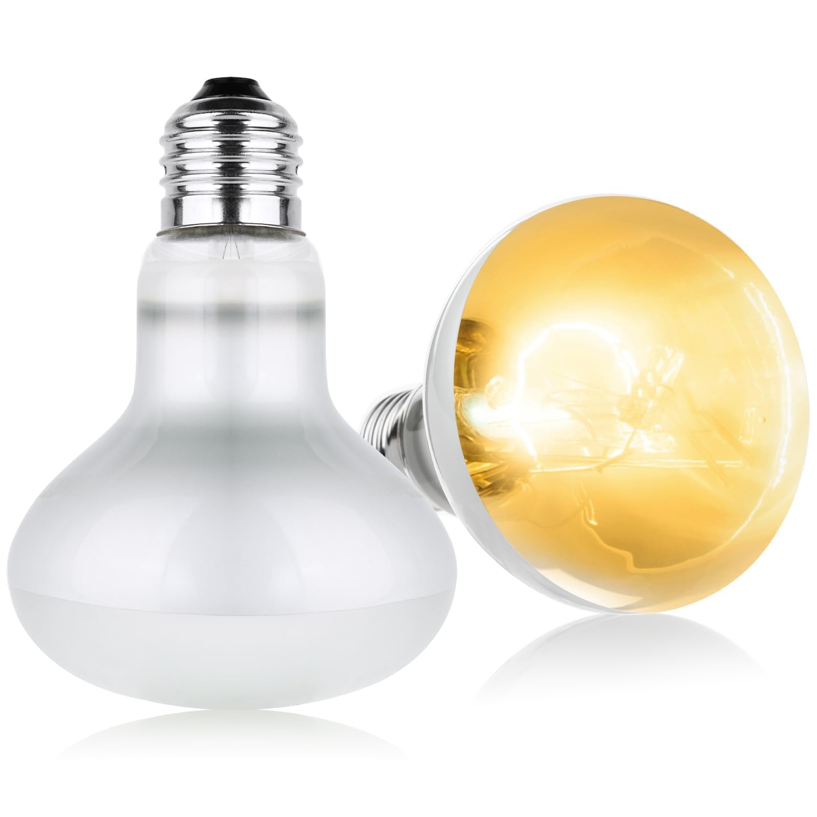 Adiwo Basking Spot Lamp, 2 Pack 50W Reptile Heat Bulb, Tortoise Heat Lamp, Natural Light Basking Bulb Light Heat Lamp for Reptiles, Amphibian, Chicks, Puppies Heating Use (White)