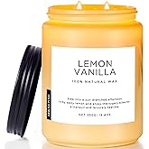 M&SENSE Candles Lemon Vanilla Scented, 19.4oz 110 Hours Long Lasting for Home 2 Wick Natural Soy Wax Non Toxic Candles in Glass Jar, Stress Relief Gifts for Women and Men