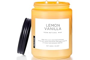 M&SENSE Candles Lemon Vanilla Scented, 19.4oz 110 Hours Long Lasting Candles for Home, 2 Wick Natural Soy Candles in Glass Jar, Stress Relief Candle Gifts for Women and Men