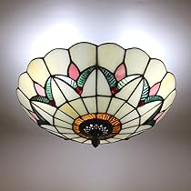 Skyweel 12 inch Vintage Tiffany Style Glass Flush Mount