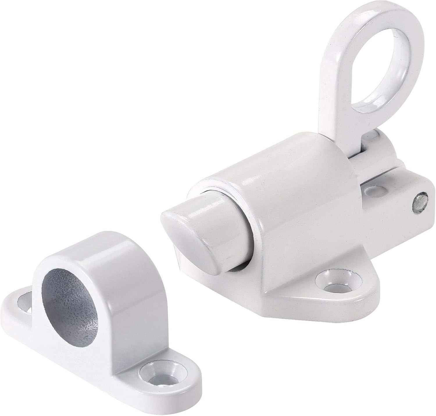 sourcing map Door Spring Bolt Aluminum Alloy Security Automatic Window Gate Latch Bounce Lock White 2pcs - Image 4