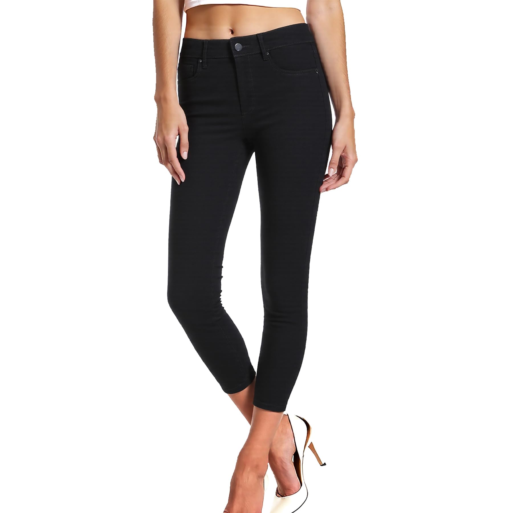 Photo 1 of DIYUS Black Dress Pants Women Slim Fit Stretch Comfy Business Casual Work Pants Skinny Leg with Pocket 28 Black 2XL