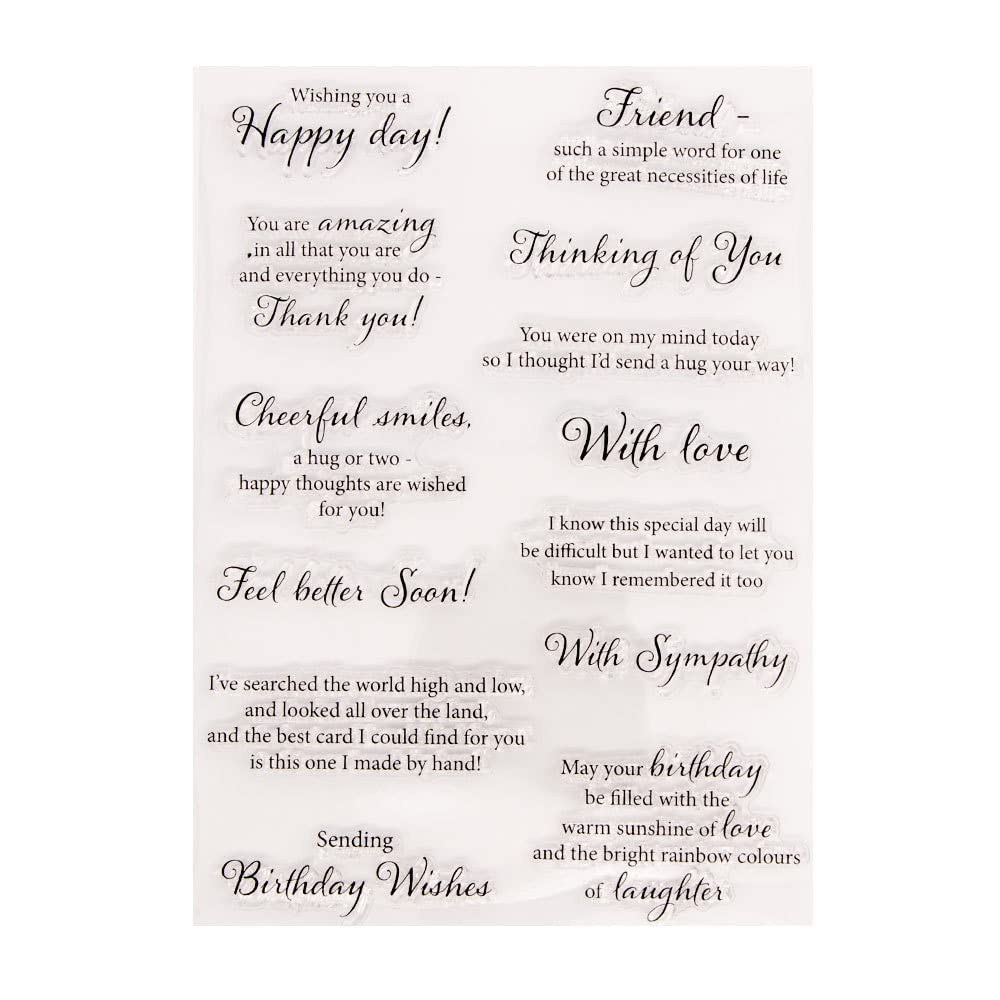 arriettycraft Phrase Sentiment Thinking of You with Sympathy Friends Birthday Rubber Stamps Clear Stamps for Card Making Decoration and DIY Scrapbooking -A1886