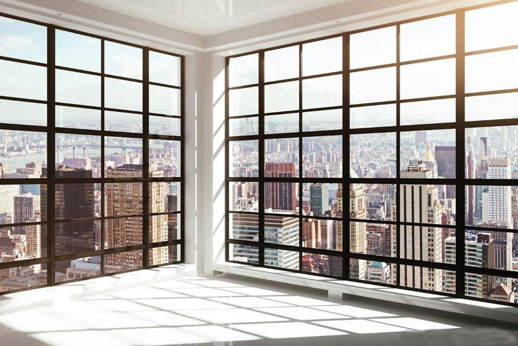 Haosphoto Office Room Backdrop 7X5FT Vinyl French Sash Backdrops American New York City Cityscape Business Street View Skyscraper Photography Background for Photo Studio Props YX233