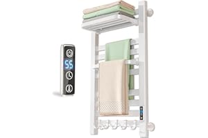 MEGA YU NENG Wall Mounted Towel Warmer Rack for Bathroom,Heated Towel Racks with Timer & Temperature Multi-Level Adjustments,Towel Heater Plug-in,10 Bars Heated Towel Warmer Aluminum Oversized