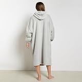 Sienna Extra Long Hoodie Blanket Silver Grey with Sherpa Lining view 9