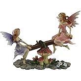 ICE ARMOR 7.75" W Pink and Purple Fairy on Seesaw Figurine Statue Sculpture Ornament Decor for Housewarming, Holidays, Christmas for Men/Women