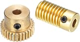 sourcing map Worm Gear Set 0.5 Module 30:1 Reduction Brass 4mm Hole Gear Shaft view 3