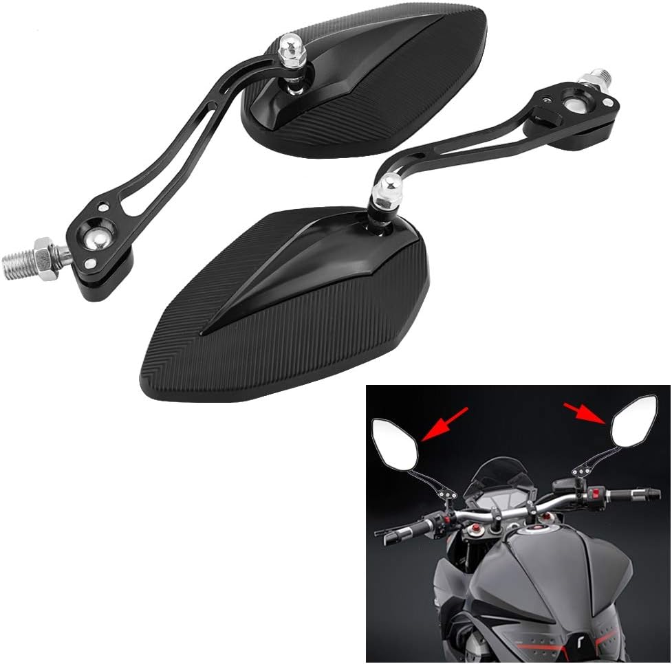 Rear View Mirror, Pair 8mm 10mm Universal Motorbike Scooter Motorcycle Rearview Mirror Rear View Side Mirrors(Black) - Image 4
