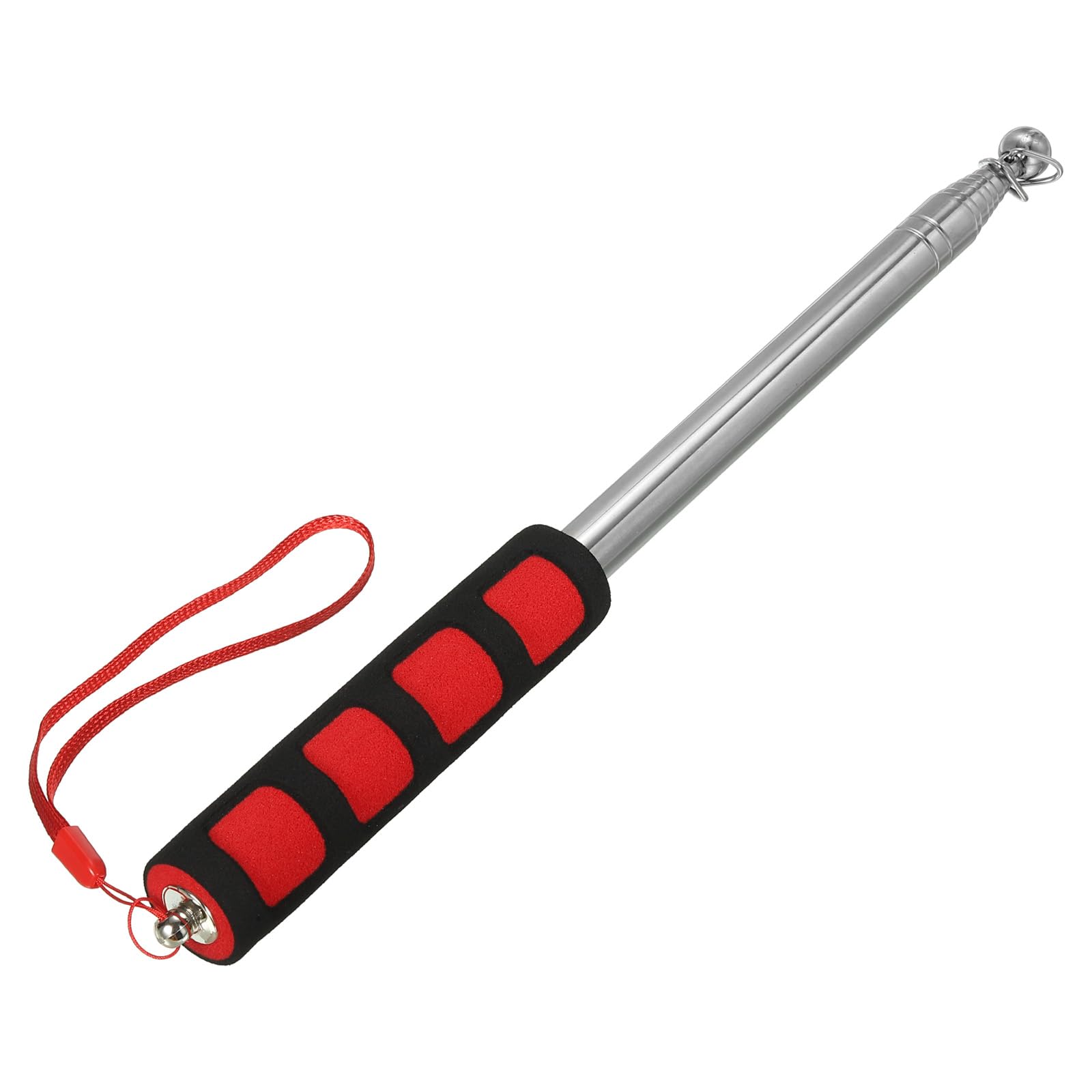 PATIKIL Telescopic Handheld Flagpoles, 6.5 Feet Sponge Handle Stainless Steel Telescoping Flag Poles Tour Guide Flag Pole, 9 Sections, Red