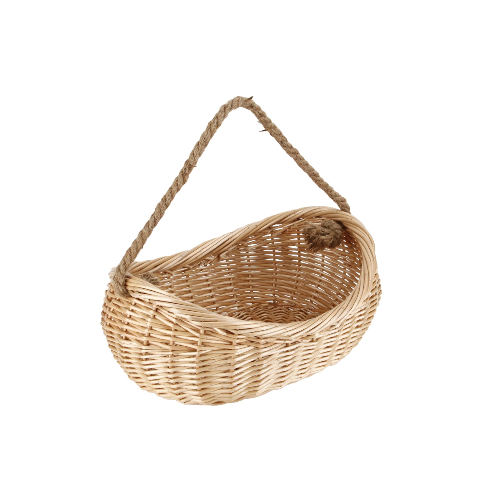 JJSQ Wicker Woven Basket with Jute Rope Handle Garden Harvest Basket ...