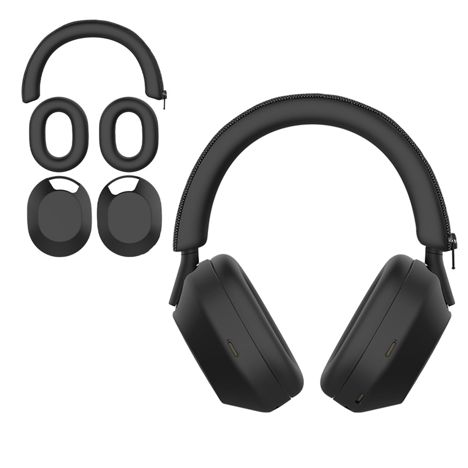 Photo 1 of Aiivioll WH 1000XM5 3 Set Case Cover for Sony WH-1000XM5 Headphones, Embody EarPad/Ear Cover/Headband Cushion Protector, Sweat Proof Soft Silicone Headphones Accessories (Black)