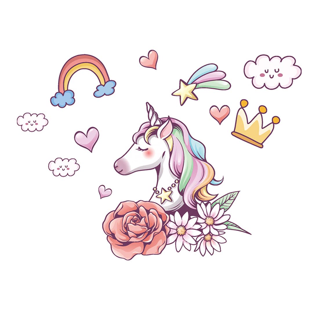 Rainbow Unicorn Wall Sticker Mural Art Decal for Children Boy Girl Nursery Room Bedroom Decoration