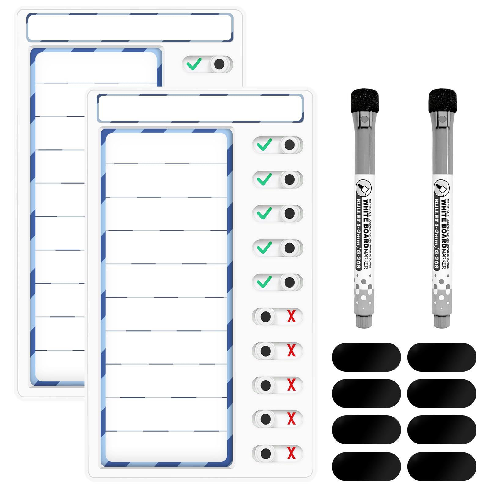Photo 1 of 2 Pcs Chore Chart for Kids: Dry Erase My Chores Slider Chart, Magnetic Visual Schedule for Fridge, Kids Daily Checklist - ADHD Tools: to Do List and Routine Chart for Multiple Kids