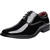 Bruno Marc Men's Faux Patent Leather Tuxedo Derby Dress Shoes Classic Lace-up Formal Oxford