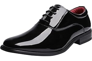 Bruno Marc Men's Faux Patent Leather Tuxedo Derby Dress Shoes Classic Lace-up Formal Oxford