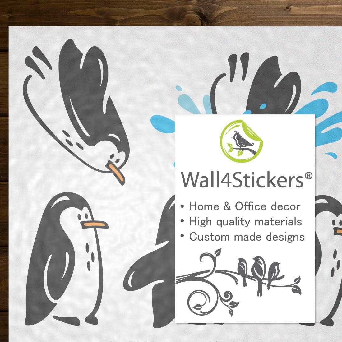 Penguins Fridge Shelf Sticker Jumping Flying Funny Vinyl Wall Sticker Decor Decal Mural Kitchen Living Room Sofa Pets - Image 4