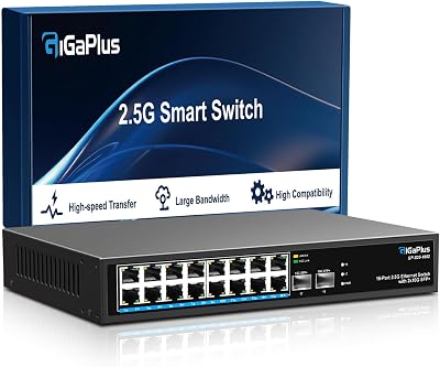 GigaPlus 18 Port 2.5Gb Unmanaged Ethernet Switch 16x 2.5G + 2x 10G SFP+