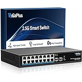 18 Port 2.5Gb Unmanaged Ethernet Switch with 16* 2.5G Base-T Ports, 2* 10G SFP+ Ports. GiGaPlus 2.5Gbps Network Switch for 2.
