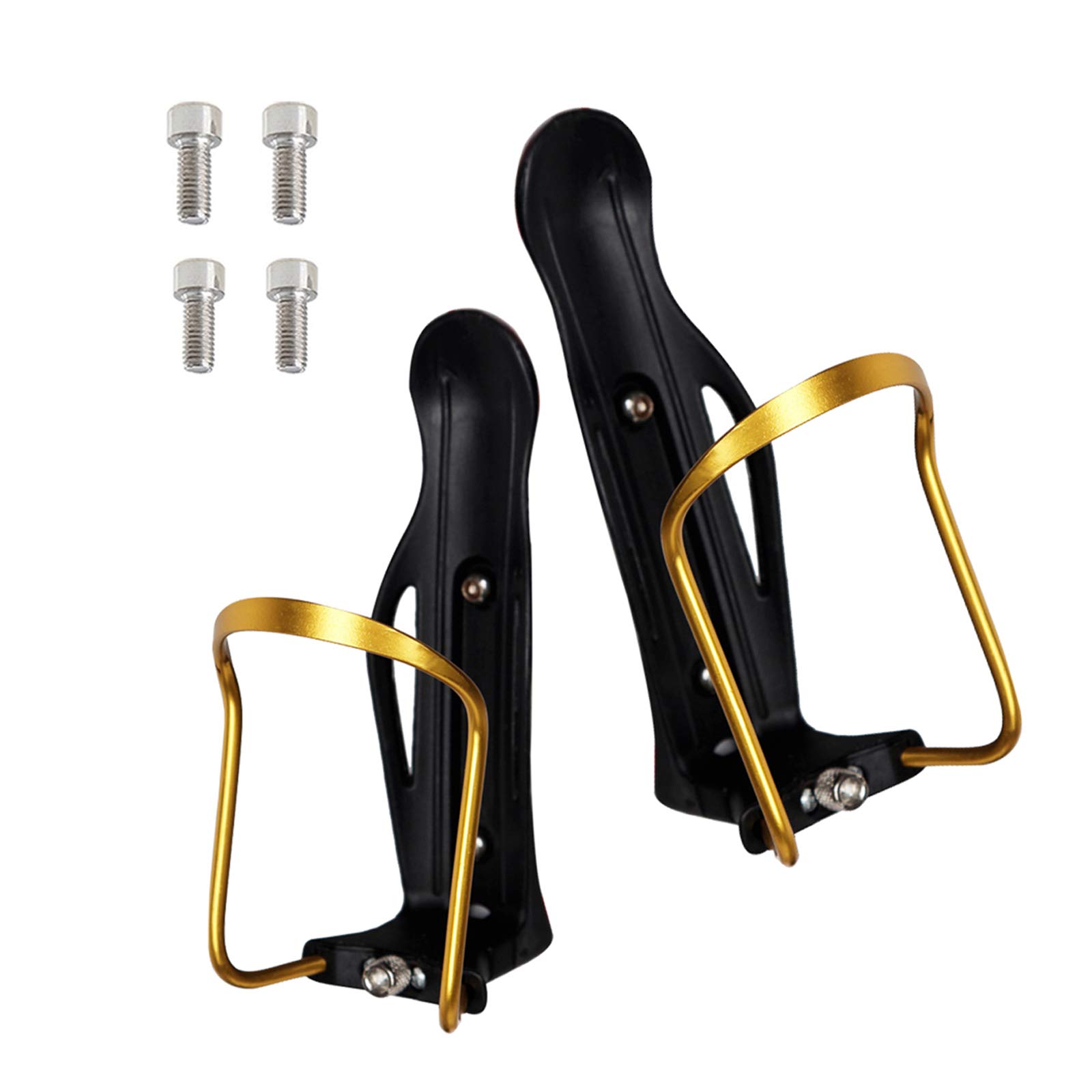 Runaup 2 Pack Bike Water Bottle Cages, Lightweight Aluminum Alloy Bicycle Water Bottle Holder Brackets for Outdoor Activities(Golden)
