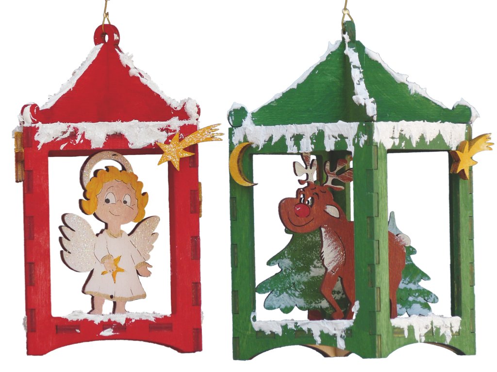 Petra's Craft News A-LTH33ER 2 Lantern Craft Set Kits with Angel and Reindeer